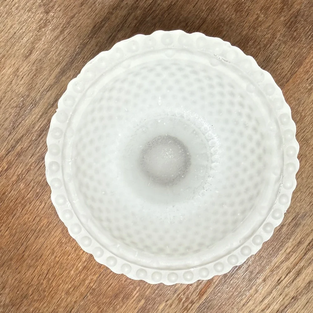 Vintage Fairy Light Lamp Clear Satin Frosted Glass Thousand Eye Hobnail Base